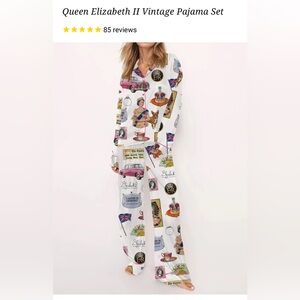 SHESHOW Queen Elizabeth II FUN Vintage Print Pajama Set